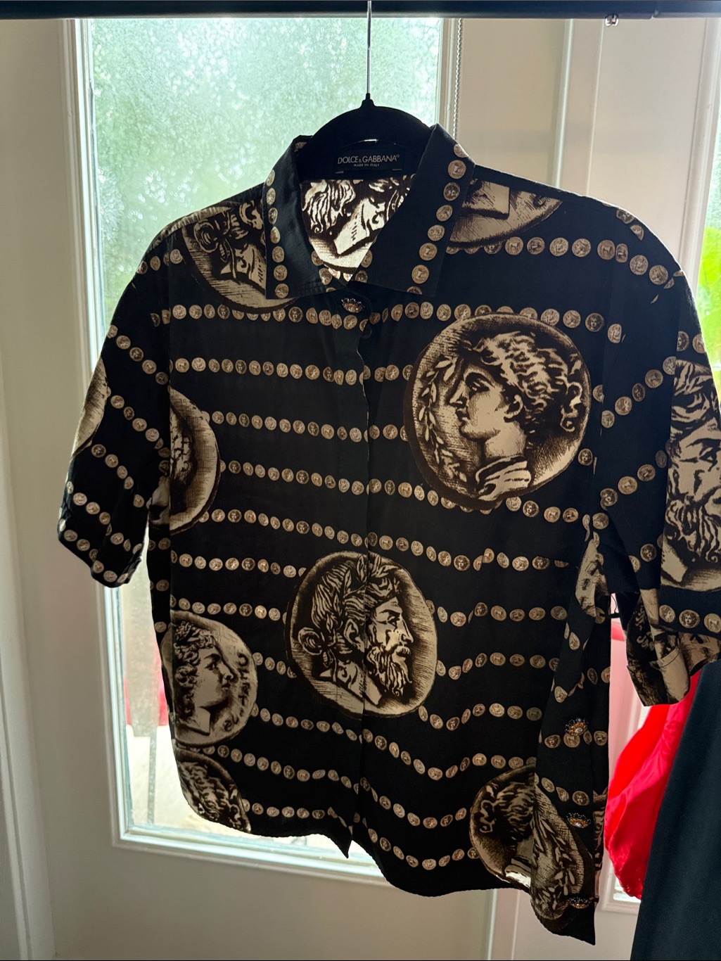 Dolce & Gabbana Black Shirt With Beige Coin Motif